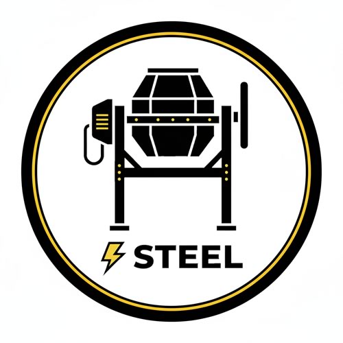 Cement mixer steel construction icon